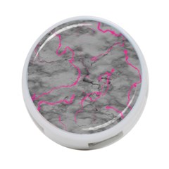 Marble Light Gray With Bright Magenta Pink Veins Texture Floor Background Retro Neon 80s Style Neon Colors Print Luxuous Real Marble 4-port Usb Hub (two Sides) by genx