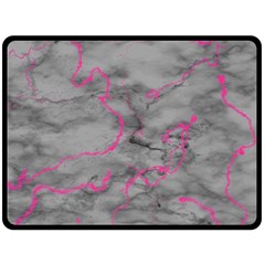 Marble Light Gray With Bright Magenta Pink Veins Texture Floor Background Retro Neon 80s Style Neon Colors Print Luxuous Real Marble Fleece Blanket (large)  by genx