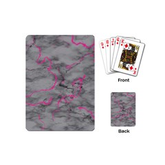 Marble Light Gray With Bright Magenta Pink Veins Texture Floor Background Retro Neon 80s Style Neon Colors Print Luxuous Real Marble Playing Cards Single Design (mini) by genx