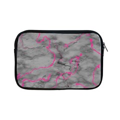 Marble Light Gray With Bright Magenta Pink Veins Texture Floor Background Retro Neon 80s Style Neon Colors Print Luxuous Real Marble Apple Ipad Mini Zipper Cases by genx