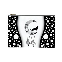 Wonderful Moon With Black Wolf Cosmetic Bag (large) by FantasyWorld7