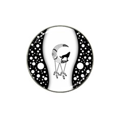 Wonderful Moon With Black Wolf Hat Clip Ball Marker by FantasyWorld7