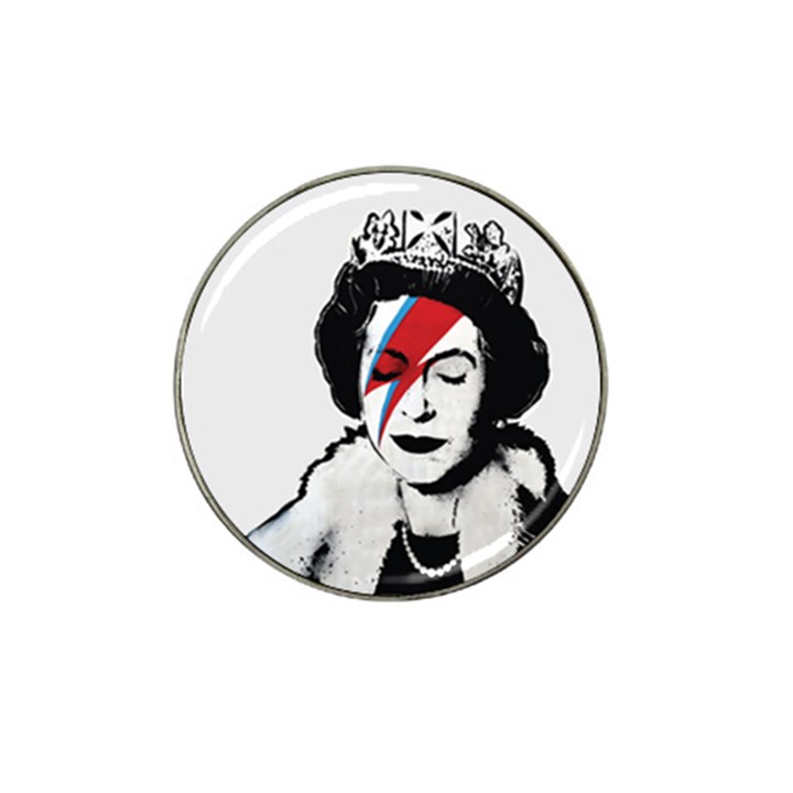 Banksy graffiti UK England God Save the Queen Elisabeth with David Bowie rockband face makeup Ziggy Stardust Hat Clip Ball Marker (10 pack)