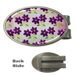 Purple Flower Money Clips (oval)  by HermanTelo