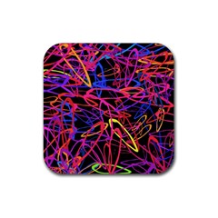 Abstrait Neon Colors Rubber Coaster (square) 