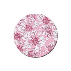 Pink Flowers Rubber Coaster (round)  by Sobalvarro