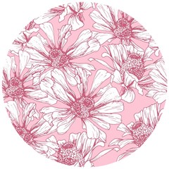 Pink Flowers Wooden Puzzle Round by Sobalvarro