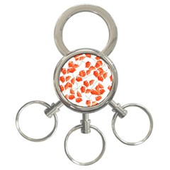 Pattern Coquelicots  3-ring Key Chain