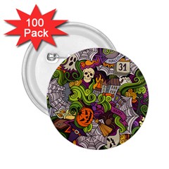 Halloween Doodle Vector Seamless Pattern 2 25  Buttons (100 Pack)  by Sobalvarro