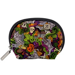 Halloween Doodle Vector Seamless Pattern Accessory Pouch (small) by Sobalvarro