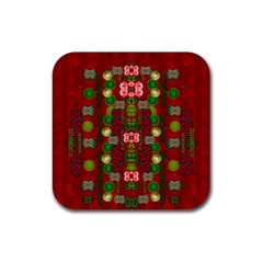 In Time For The Season Of Christmas An Jule Rubber Coaster (square)  by pepitasart