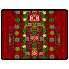 In Time For The Season Of Christmas An Jule Double Sided Fleece Blanket (large)  by pepitasart