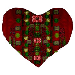 In Time For The Season Of Christmas An Jule Large 19  Premium Flano Heart Shape Cushions by pepitasart