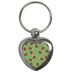 Turkey Leg Pattern - Thanksgiving Key Chain (heart) by Valentinaart