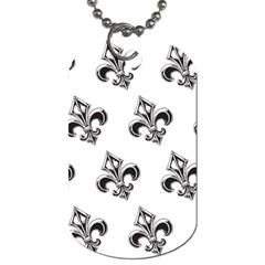 French France Fleur De Lys Metal Pattern Black And White Antique Vintage Dog Tag (two Sides) by Quebec