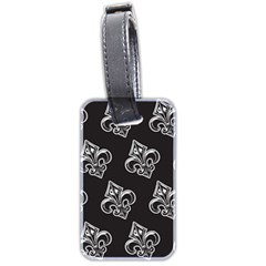 French France Fleur De Lys Metal Pattern Black And White Antique Vintage Black Rocker Luggage Tag (two Sides) by Quebec