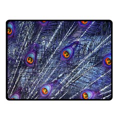 Peacock Feathers Color Plumage Blue Fleece Blanket (small) by Sapixe