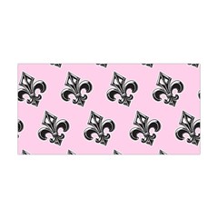 French France Fleur De Lys Metal Pattern Black And White Antique Vintage Pink And Black Rocker Yoga Headband by Quebec