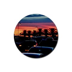 Urban Sunset Scene, Punta Del Este   Uruguay Rubber Round Coaster (4 Pack) 