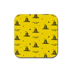 Gadsden Flag Don t Tread On Me Yellow And Black Pattern With American Stars Rubber Coaster (square) 