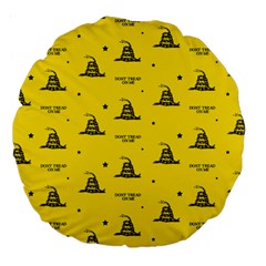 Gadsden Flag Don t Tread On Me Yellow And Black Pattern With American Stars Large 18  Premium Flano Round Cushions