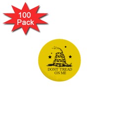 Gadsden Flag Don t Tread On Me Yellow And Black Pattern With American Stars 1  Mini Buttons (100 Pack)  by snek