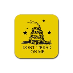 Gadsden Flag Don t Tread On Me Yellow And Black Pattern With American Stars Rubber Square Coaster (4 Pack)  by snek