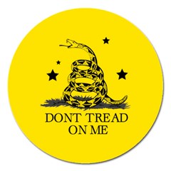 Gadsden Flag Don t Tread On Me Yellow And Black Pattern With American Stars Magnet 5  (round)