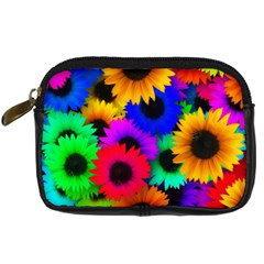 Colorful Sunflowers                                                   Digital Camera Leather Case by LalyLauraFLM