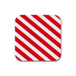 Candy Cane Red White Line stripes pattern peppermint Christmas delicious design Rubber Square Coaster (4 pack)  Front