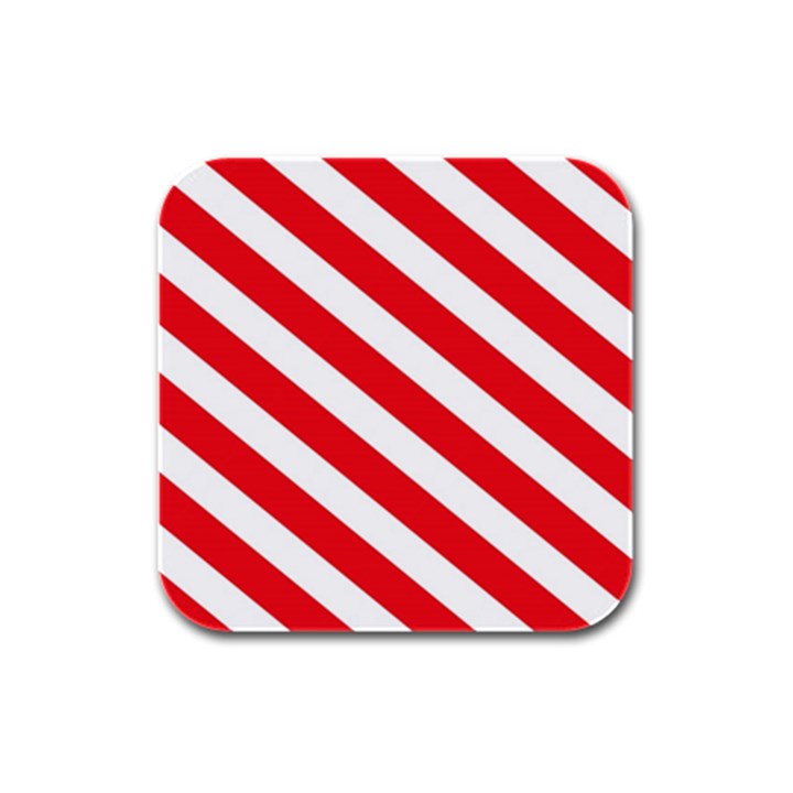 Candy Cane Red White Line stripes pattern peppermint Christmas delicious design Rubber Square Coaster (4 pack) 
