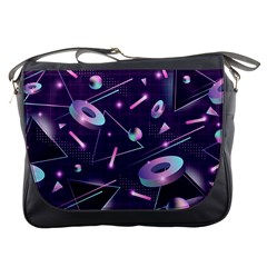 Retrowave Aesthetic Vaporwave Retro Memphis Pattern 80s Design Geometrical Shapes Futurist Pink Blue 3d Messenger Bag by genx