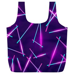 Retrowave Aesthetic Vaporwave Retro Memphis Pattern 80s Design Geometric Shapes Futurist Purple Pink Blue Neon Light Full Print Recycle Bag (xl) by genx