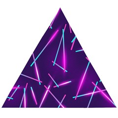 Retrowave Aesthetic Vaporwave Retro Memphis Pattern 80s Design Geometric Shapes Futurist Purple Pink Blue Neon Light Wooden Puzzle Triangle by genx