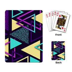 Retrowave Aesthetic Vaporwave Retro Memphis Triangle Pattern 80s Yellow Turquoise Purple Playing Cards Single Design (rectangle) by genx