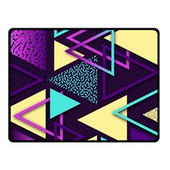 Retrowave Aesthetic Vaporwave Retro Memphis Triangle Pattern 80s Yellow Turquoise Purple Fleece Blanket (small) by genx