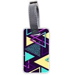 Retrowave Aesthetic Vaporwave Retro Memphis Triangle Pattern 80s Yellow Turquoise Purple Luggage Tag (one Side) by genx