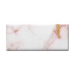 Pink And White Marble Texture With Gold Intrusions Pale Rose Background Hand Towel by genx