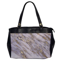Marble With Metallic Gold Intrusions On Gray White Stone Texture Pastel Rose Pink Background Oversize Office Handbag by genx