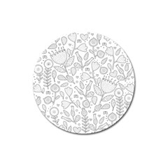 Floral Pattern Magnet 3  (round) by Valentinaart