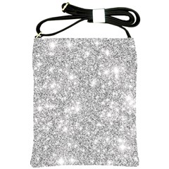 Silver And White Glitters Metallic Finish Party Texture Background Imitation Shoulder Sling Bag by genx