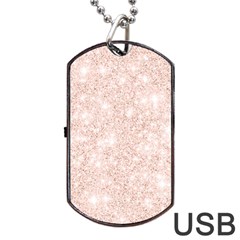 Rose Gold Pink Glitters Metallic Finish Party Texture Imitation Pattern Dog Tag Usb Flash (two Sides) by genx
