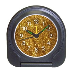 Gold Glitters Metallic Finish Party Texture Background Faux Shine Pattern Travel Alarm Clock by genx