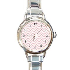 Chevrons Roses Round Italian Charm Watch by kcreatif