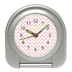 Chevrons Roses Travel Alarm Clock by kcreatif