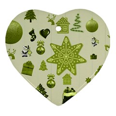 Christmas Symbols Decoration Heart Ornament (two Sides) by Wegoenart