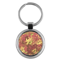 Tropical Vintage Floral Artwork Print Key Chain (round) by dflcprintsclothing