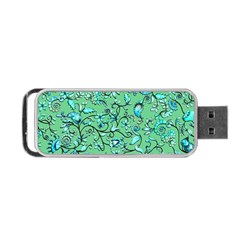 Green Flowers Portable Usb Flash (one Side) by ZeeBee