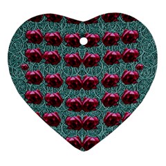 Forest Roses On Decorative Wood Heart Ornament (two Sides) by pepitasart