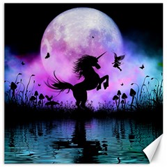 Wonderful Unicorn With Fairy In The Night Canvas 16  X 16  by FantasyWorld7